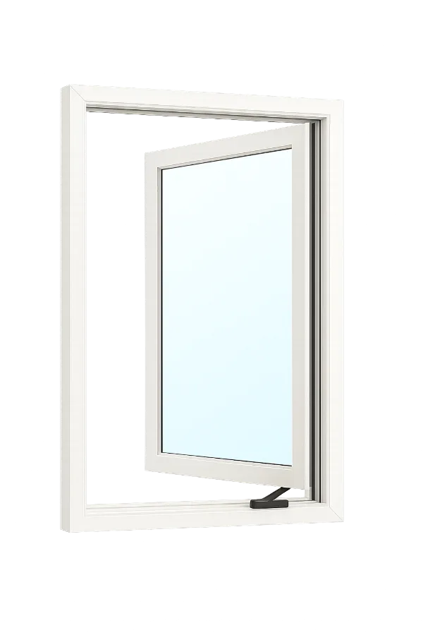 Casement window that cranks open outward